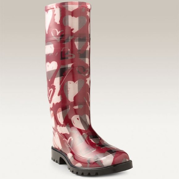 Burberry Heart Nova Check Rain Boots - Picture 1 of 6